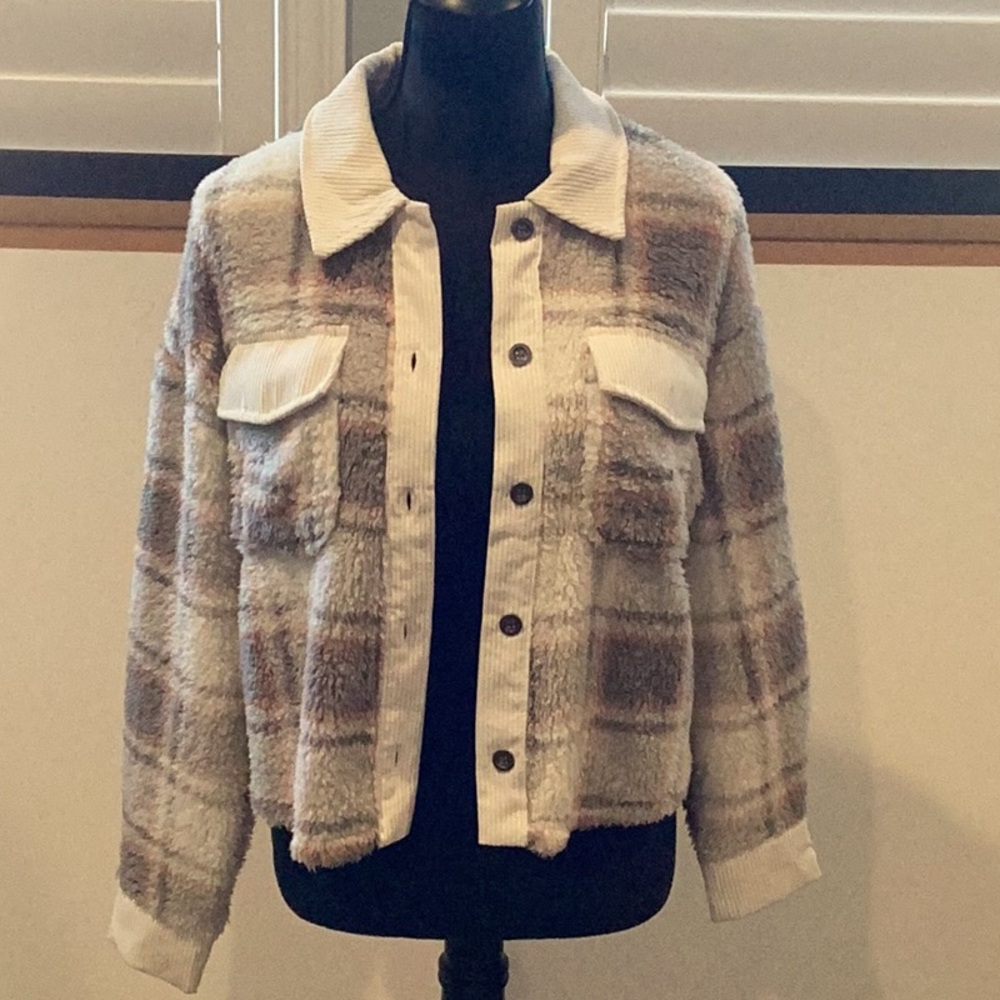Hippie Rose Cream and Brown Teddy Jacket Cozy Chic Style